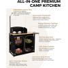 imageKingCamp Bamboo Camp Kitchen Station Folding Overland Camping Kitchen Table Hooks Portable Outdoor Cooking with Adjustable Lantern Pole ampamp Windshield Storage Organizer for Tailgating BBQ Picnic RVLblack