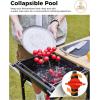 imageKingCamp Bamboo Camp Kitchen Station Folding Overland Camping Kitchen Table Hooks Portable Outdoor Cooking with Adjustable Lantern Pole ampamp Windshield Storage Organizer for Tailgating BBQ Picnic RVXlblack  Sink