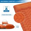 imageKingCamp Sleeping Pad for Camping Ultralight Connectable Inflatable Sleeping Pad Camping Mattress with 63quot Builtin Pillow ampamp Foot Pump for Backpacking Hiking Tent CotSingle Orange