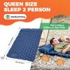 imageKingCamp Sleeping Pad for Camping Ultralight Connectable Inflatable Sleeping Pad Camping Mattress with 63quot Builtin Pillow ampamp Foot Pump for Backpacking Hiking Tent CotDouble Blue