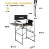 imageKingCamp Tall Directors Chair Folding Makeup Artist Heavy Duty Bar Height with Side Table Foot Rest and Storage Bag Supports 300 lbs for Indoor and Outdoor Activities One Size Black