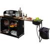 imageKingCamp Bamboo Camp Kitchen Station Folding Overland Camping Kitchen Table Hooks Portable Outdoor Cooking with Adjustable Lantern Pole ampamp Windshield Storage Organizer for Tailgating BBQ Picnic RVXlblack  Sink
