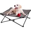 imageKingCamp Elevated Dog Bed for Medium Dogs Raised Outdoor Indoor Portable Cooling Cot Lifted Pet Hammock off Ground with Washable Breathable Mesh ampamp Frame with Non Slip Foot for Camping Backyard BlackMedium