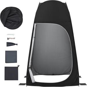 imageKingCamp Camping Shower Tent Portable Outdoor Privacy Toilet ampamp Changing Tent Windproof ampamp Waterproof Easy Setup 1 or 2 Room Shelter with Shower Bag for Camping Hiking BeachPOP UPBLACK