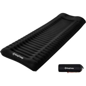 imageKingCamp Deluxe Inflatable Sleeping Pad for Camping Luxury UltraComfortable Air Mattress Lightweight Mat for Backpacking Car Camping Hiking Tent Cot and Travel Single and Double 2 SizeBlack