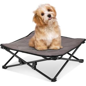 imageKingCamp Elevated Dog Bed for Small Dogs Outdoor Raised Cooling Pet Cot Bed with Washable Breathable Mesh ampamp NoSlip Feet Perfect for Camping Backyard Indoor Use S Black224L x 224W x 9Th