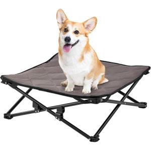 imageKingCamp Elevated Dog Bed for Small Dogs Outdoor Raised Cooling Pet Cot Bed with Washable Breathable Mesh ampamp NoSlip Feet Perfect for Camping Backyard Indoor Use S Black224L x 224W x 906Th