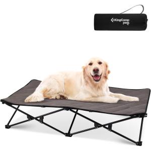 imageKingCamp Elevated Dog Bed for Small Dogs Outdoor Raised Cooling Pet Cot Bed with Washable Breathable Mesh ampamp NoSlip Feet Perfect for Camping Backyard Indoor Use S Black519L x 267W x 114Th