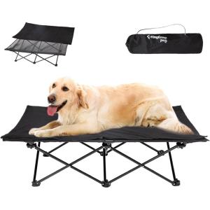 imageKingCamp Elevated Dog Bed for Small Dogs Outdoor Raised Cooling Pet Cot Bed with Washable Breathable Mesh ampamp NoSlip Feet Perfect for Camping Backyard Indoor Use S Black496L x 26W x 13Th