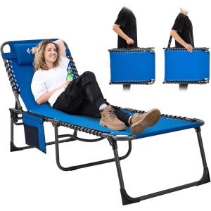 imageKingCamp Folding Outdoor Chaise LoungeCobalt Blue