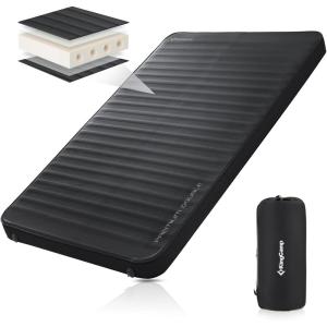 imageKingCamp Self Inflating Camping Mat Double Sleeping Pad for 2 Person Waterproof and 3D Warm Portable Large Thick Self Inflatable Foam Air Mattress Outdoor Camping Travel 79x 50x 3 R Value 95 Black