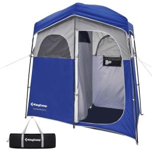 imageKingCamp Shower Tent Large Portable 12 Room Dressing Toilet and Changing Tents with Shower Bag ampamp Floor for Camping ampamp TravelBLUEGREY