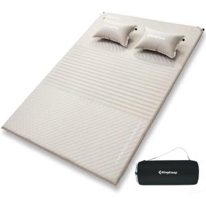 imageKingCamp Sleeping Pad DoubleSingle Self Inflating Mat Air Mattress for Camping Lightweight Compact Foam Pads for Outdoor Backpacking Tent Traveling Hiking BuiltinDetached Pillows ampamp Storage Bag