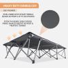 imageKingCamp 2 Person Queen Size Camping Cot Folding Portable Double 550lbs Heavy Duty Oversized Large Wide XXL Foldable Sleeping Bed with Carry Bag for Two Adult Outdoor Travel Tent Grey