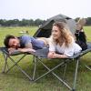 imageKingCamp 2 Person Queen Size Camping Cot Folding Portable Double 550lbs Heavy Duty Oversized Large Wide XXL Foldable Sleeping Bed with Carry Bag for Two Adult Outdoor Travel Tent Grey