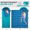 imageKingCamp 45 F Kids Sleeping Bag Lightweight Waterproof ampamp Compact Flannel Sleeping Bags Cold Weather ampamp Warm Youth Essentials Gear Accessories for Camping Fits 1012 Children up to 55quot Tall86F 446F Cyan Left Gift Set