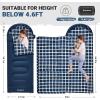 imageKingCamp 45 F Kids Sleeping Bag Lightweight Waterproof ampamp Compact Flannel Sleeping Bags Cold Weather ampamp Warm Youth Essentials Gear Accessories for Camping Fits 1012 Children up to 55quot Tall86F 446F Navy Right