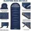imageKingCamp 45 F Kids Sleeping Bag Lightweight Waterproof ampamp Compact Flannel Sleeping Bags Cold Weather ampamp Warm Youth Essentials Gear Accessories for Camping Fits 1012 Children up to 55quot Tall86F 446F Navy Left