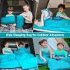 imageKingCamp 45 F Kids Sleeping Bag Lightweight Waterproof ampamp Compact Flannel Sleeping Bags Cold Weather ampamp Warm Youth Essentials Gear Accessories for Camping Fits 1012 Children up to 55quot Tall86F 446F Cyan Left Gift Set