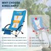 imageKingCamp Beach Chair with Cup Holder Folding Camping Chair with Carrying Bag Lightweight High Back Chair for Adults Portable Chair with Padded Armrest for Outside Parties and TravelBluehigh Back1pc