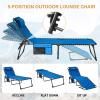 imageKingCamp Chaise Lounge Chairs Outdoor Foldable Patio Sun Chair for Outside Camping Sunbathing Beach Lawn Pool Garden Yard Folding Lightweight Heavy Duty Portable Adjustable Lounge with Pillow2 Packblue