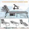 imageKingCamp Chaise Lounge Chairs Outdoor Foldable Patio Sun Chair for Outside Camping Sunbathing Beach Lawn Pool Garden Yard Folding Lightweight Heavy Duty Portable Adjustable Lounge with PillowGrey