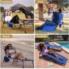 imageKingCamp Chaise Lounge Chairs Outdoor Foldable Patio Sun Chair for Outside Camping Sunbathing Beach Lawn Pool Garden Yard Folding Lightweight Heavy Duty Portable Adjustable Lounge with PillowBlue