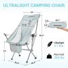 imageKingCamp Compact Camping Chairs for Adults Ultralight High Back Folding Portable Lawn Light Weight Outdoor with Armrest Side Pocket Headrast Carry Bag Support 265 Lbs 1 Pack Grey