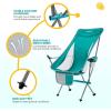 imageKingCamp Compact Camping Chairs for Adults Ultralight High Back Folding Portable Lawn Light Weight Outdoor with Armrest Side Pocket Headrast Carry Bag Support 265 Lbs 1 Pack Cyan