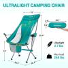 imageKingCamp Compact Camping Chairs for Adults Ultralight High Back Folding Portable Lawn Light Weight Outdoor with Armrest Side Pocket Headrast Carry Bag Support 265 Lbs 1 Pack Cyan