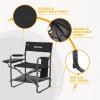 imageKingCamp Directors Chair with Side Table Portable Folding Camping Chairs 300lbs Heavy Duty Seat with Pocket Breathable Mesh Back ampamp Compact Design for Camping Hiking Backpacking FishingAll Black  1 Pack