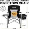imageKingCamp Directors Chair with Side Table Portable Folding Camping Chairs 300lbs Heavy Duty Seat with Pocket Breathable Mesh Back ampamp Compact Design for Camping Hiking Backpacking FishingBlack  Grey