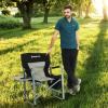 imageKingCamp Directors Chair with Side Table Portable Folding Camping Chairs 300lbs Heavy Duty Seat with Pocket Breathable Mesh Back ampamp Compact Design for Camping Hiking Backpacking FishingBlack  Grey