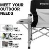 imageKingCamp Directors Chair with Side Table Portable Folding Camping Chairs 300lbs Heavy Duty Seat with Pocket Breathable Mesh Back ampamp Compact Design for Camping Hiking Backpacking FishingBlack  Grey