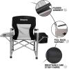 imageKingCamp Directors Chair with Side Table Portable Folding Camping Chairs 300lbs Heavy Duty Seat with Pocket Breathable Mesh Back ampamp Compact Design for Camping Hiking Backpacking FishingBlack  Grey