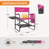 imageKingCamp Directors Chair with Side Table Portable Folding Camping Chairs 300lbs Heavy Duty Seat with Pocket Breathable Mesh Back ampamp Compact Design for Camping Hiking Backpacking FishingPink  1 Pack