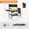 imageKingCamp Directors Chair with Side Table Portable Folding Camping Chairs 300lbs Heavy Duty Seat with Pocket Breathable Mesh Back ampamp Compact Design for Camping Hiking Backpacking FishingAll Black  1 Pack