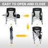 imageKingCamp Directors Chair with Side Table Portable Folding Camping Chairs 300lbs Heavy Duty Seat with Pocket Breathable Mesh Back ampamp Compact Design for Camping Hiking Backpacking FishingBlack  Grey