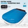 imageKingCamp Double Sleeping Bag for Adults Queen Size 2 Person XXL Flannel Sleeping Bag Waterproof Lightweight Flannel Quilt with 2 Pillows Perfect for Couples Family Camping HikingThermal PodBlue