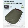 imageKingCamp Double Sleeping Bag for Adults Queen Size 2 Person XXL Flannel Sleeping Bag Waterproof Lightweight Flannel Quilt with 2 Pillows Perfect for Couples Family Camping HikingThermal PodOlive