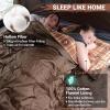 imageKingCamp Double Sleeping Bag for Adults Queen Size 2 Person XXL Flannel Sleeping Bag Waterproof Lightweight Flannel Quilt with 2 Pillows Perfect for Couples Family Camping HikingEnvelopeCoffee