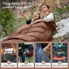 imageKingCamp Double Sleeping Bag for Adults Queen Size 2 Person XXL Flannel Sleeping Bag Waterproof Lightweight Flannel Quilt with 2 Pillows Perfect for Couples Family Camping HikingEnvelopeCoffee