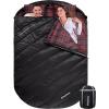 imageKingCamp Double Sleeping Bag for Adults Queen Size 2 Person XXL Flannel Sleeping Bag Waterproof Lightweight Flannel Quilt with 2 Pillows Perfect for Couples Family Camping HikingThermal PodBlack