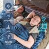 imageKingCamp Double Sleeping Bag for Adults Queen Size 2 Person XXL Flannel Sleeping Bag Waterproof Lightweight Flannel Quilt with 2 Pillows Perfect for Couples Family Camping HikingEnvelopeNavy
