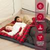 imageKingCamp Double Sleeping Bag for Adults Queen Size 2 Person XXL Flannel Sleeping Bag Waterproof Lightweight Flannel Quilt with 2 Pillows Perfect for Couples Family Camping HikingEnvelopeBlack