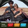 imageKingCamp Double Sleeping Bag for Adults Queen Size 2 Person XXL Flannel Sleeping Bag Waterproof Lightweight Flannel Quilt with 2 Pillows Perfect for Couples Family Camping HikingThermal PodGrey