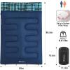 imageKingCamp Double Sleeping Bag for Adults Queen Size 2 Person XXL Flannel Sleeping Bag Waterproof Lightweight Flannel Quilt with 2 Pillows Perfect for Couples Family Camping HikingEnvelopeNavy