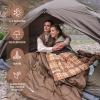 imageKingCamp Double Sleeping Bag for Adults Queen Size 2 Person XXL Flannel Sleeping Bag Waterproof Lightweight Flannel Quilt with 2 Pillows Perfect for Couples Family Camping HikingEnvelopeCoffee