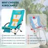 imageKingCamp Folding Beach Chair High Back Lightweight Portable Backpack Chair with Headrest Cup Holder for Camping Outdoor Sand Concert Lawn Festival Sports CyanCyanhigh Back
