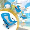 imageKingCamp Folding Beach Chair High Back Lightweight Portable Backpack Chair with Headrest Cup Holder for Camping Outdoor Sand Concert Lawn Festival Sports CyanBluelow Back2 Pack